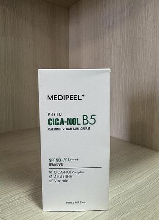 Веганський заспокійливий сонцезахисний крем medi peel phyto cica nol b5 calming vegan sun cream 50ml