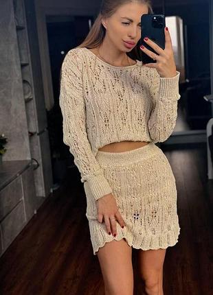 Ажурний костюмчик з люрексною ниткою