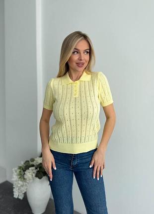 Трикотажна кофта поло з перфорацією