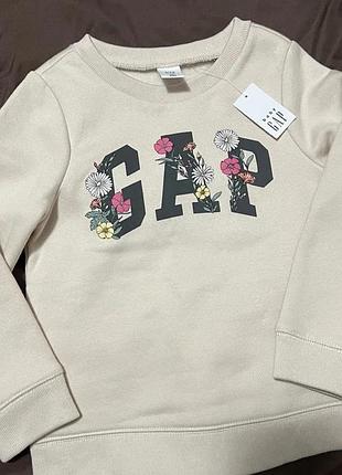 Жіночий флісовий світшот gap cream sweatshirt with floral logo - m