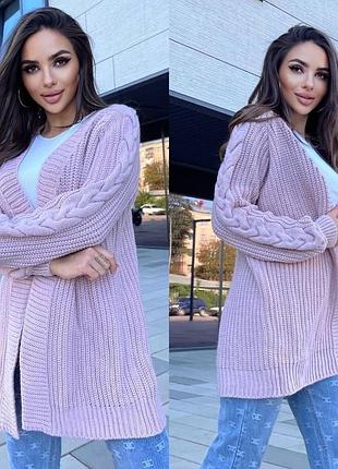 Теплый вязаный кардиган oversize