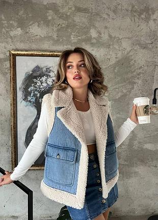 Шикарний джинсовий жилет у стилі zara