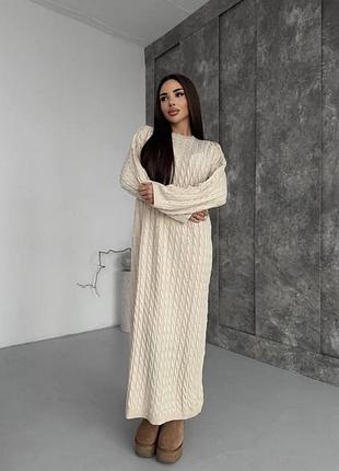 Тепла трикотажна міді сукня oversize