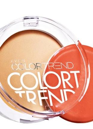 Компактная матирующая пудра для лица avon color trend oil control pressed powder в оттенке medium (натуральный средний) объемом 10 г.