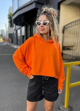 Укороченное худи с капюшоном oversize