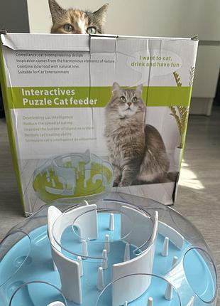 Інтерактивний лабіринт годівниця головоломка для котів, іграшка interactives cat puzzle feeder для уповільненого живлення