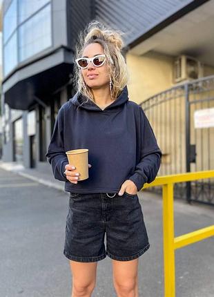 Укорочене худи з капюшоном oversize