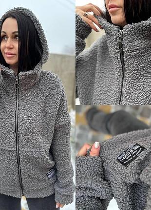 Пушистая женская куртка тедди 50-52