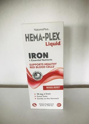Naturesplus, hema-plex® liquid, залізо та основні поживні речовини, ягідна суміш, 250 мл