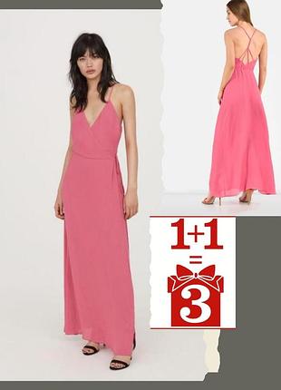 1+1=3 сукня максі плаття максі h&m на запах з оригінальною спиною платье слип