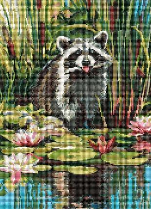 Алмазная мозаика "енот у пруда" ©art_selena_ua amo20312, 40х50 см