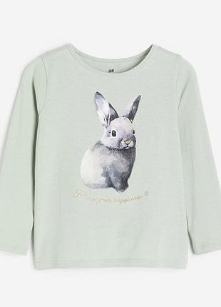 Реглан для дівчинки h&m кролик світло-зелений 110/116 см 4–6 років