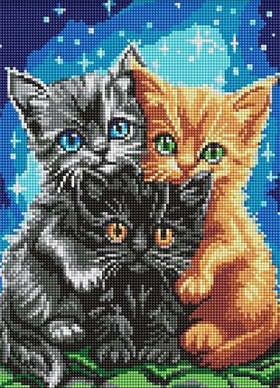 Алмазная мозаика "пушистое трио" ©art_selena_ua amo20417, 30х40 см