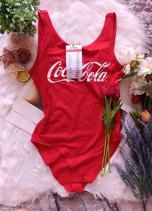 Яскраво-червоне жіноче боді з ліцензійної колекції coca-colа❤️