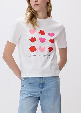 Футболка жіноча reserved з принтом бавовняна l біла l'amour et moi