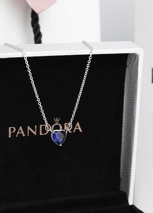 Цепочка, подвеска pandora "синее сердце" / на подарок