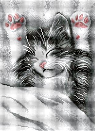 Алмазная мозаика "мурлыкающее утро" ©art_selena_ua amo20204, 30х40 см