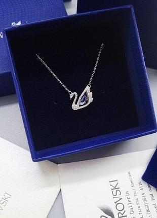 Цепочка подвеска swarovski "синий лебедь" / лучший подарок