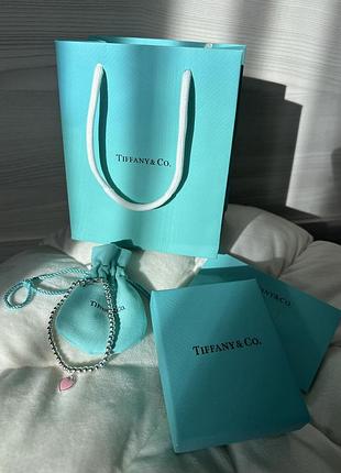 Срібний вишуканий браслет tiffany "рожеве серце"