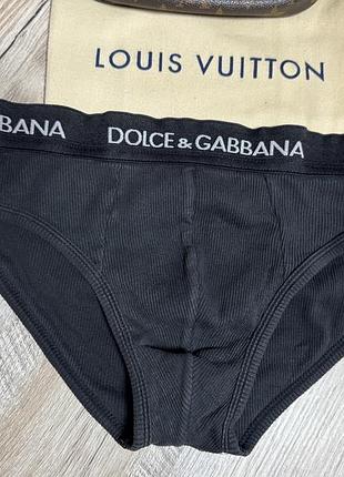 Мужские  трусы-брифы (слипы) dolce & gabbana в черном цвете из хлопковой ткани в рубчик