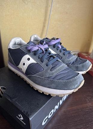 Кросівки жіночі saucony jazz original замшеві сині з фіолетовим 38 р