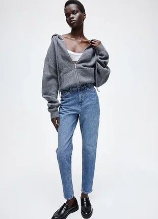 Джинсы mom's укороченные с высокой талией для женщины h&amp;m