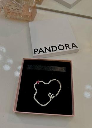 Срібний браслет pandora "червоне серце" / на подарок