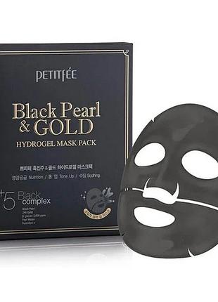 Гідрогелева маска з золотом і чорними перлами petitfee black pearl & gold hydrogel mask pack 5 шт