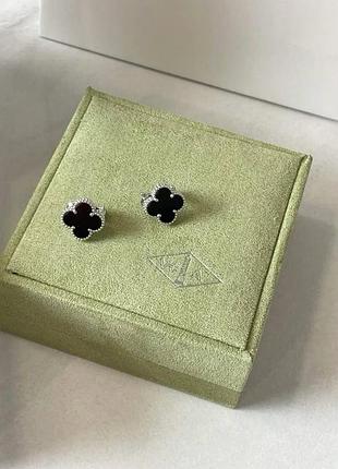 Сережки van cleef — чорні сережки найкращий подарунок