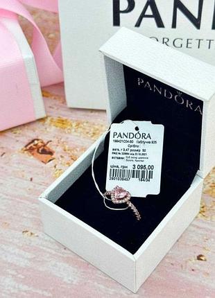 Серебряное кольцо колечко pandora пандора "золотое сердце" на подарок