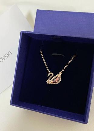 Серебрянаня цепочка swarovski "розовый лебедь" / лучший подарок