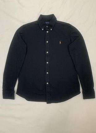 Чорна трикотажна сорочка polo ralph lauren піке (розмір l)