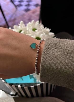 Браслет "зелене серце" tiffany тіфані жіночий / на подарок