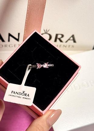 Серебряное кольцо "розовый бантик" pandora / пандора лучший подарок