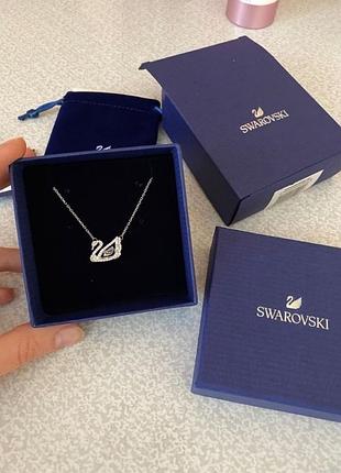 Женский серебрянный кулон цепочка swarovski "лебедь" / лучший подарок