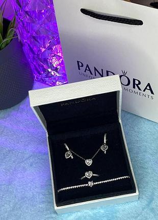 Набір прикрас pandora 4в1 "біле серце"