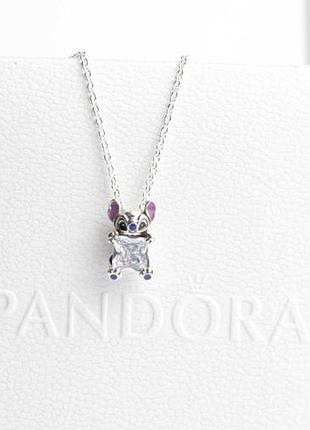 Серебрянная милая цепочка pandora "стич" / на подарок