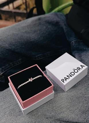 Серебрянный браслет pandora пандора "розовое сердце"