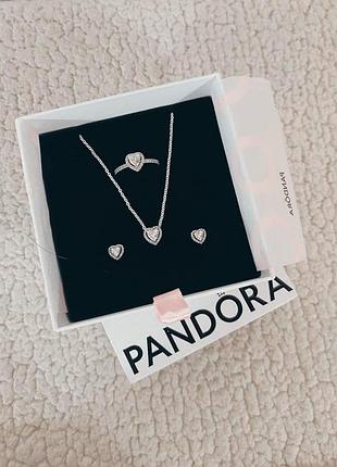 Комплект прикрас pandora-пандора 3в1 "біле серце"