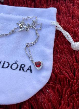 Срібна цепочка pandora «червоне серце» – на подарок