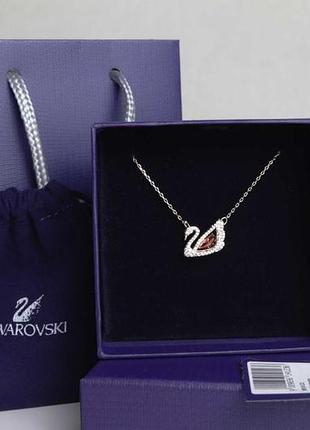 Цепочка подвеска swarovski "розовый лебедь" / лучший подарок