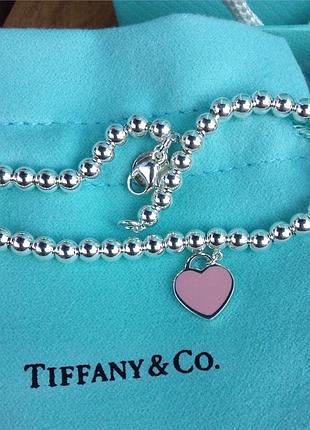 Браслет "рожеве серце" tiffany тіфані жіночий / на подарок