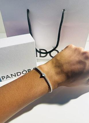 Жіночий срібний браслет pandora пандора / на подарок біле серце любов