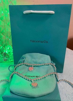 Набор украшений tiffany 2в1 "розовое сердце"