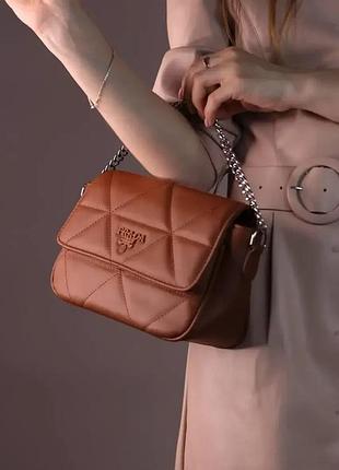 Вечерняя женская сумочка prada кожаная сумка для девушки брендовая сумка прада из кожи коричневый