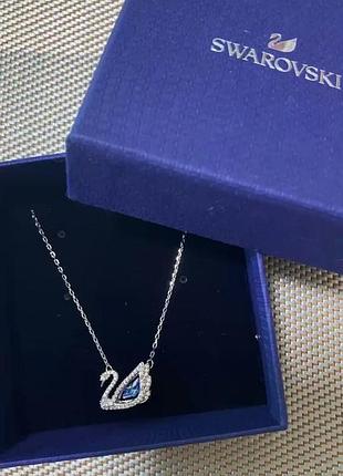 Цепочка подвеска swarovski "синий лебедь" / лучший подарок