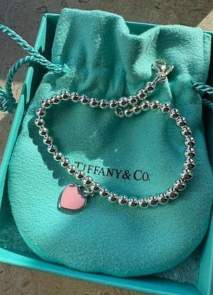 Браслет tiffany "розовое сердце" / на подарок