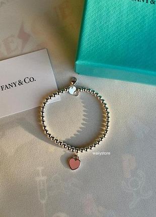 Елегантний браслет tiffany тіфані "рожеве серце"/ на подарок