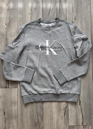 Calvin klein свитшот теплый утепленный серый кофта