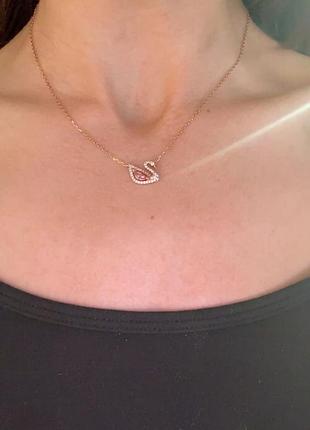 Изысканная цепочка swarovski "розовый лебедь" / лучший подарок